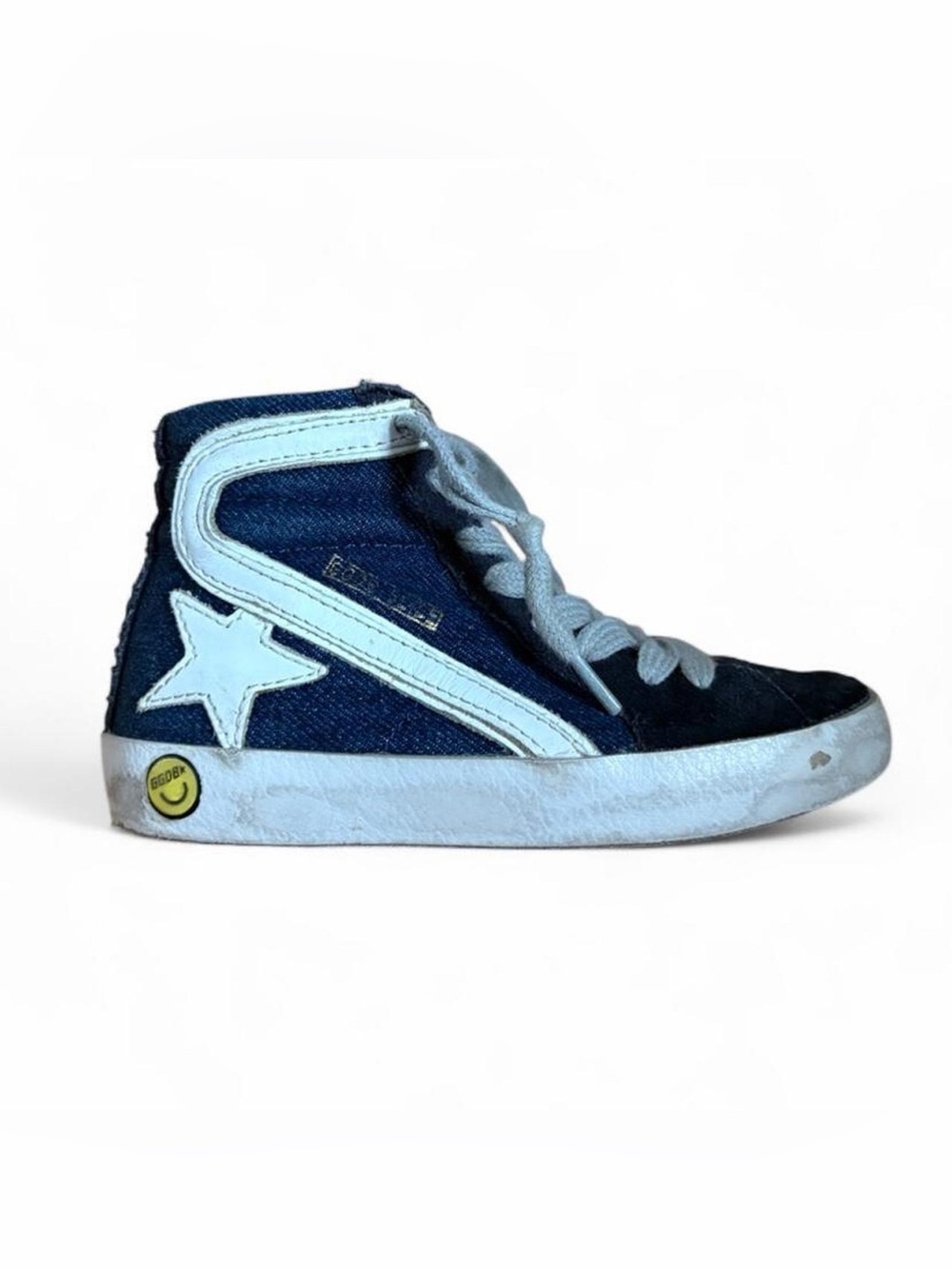 Kids Golden Goose Slide Hi Top denim sneakers